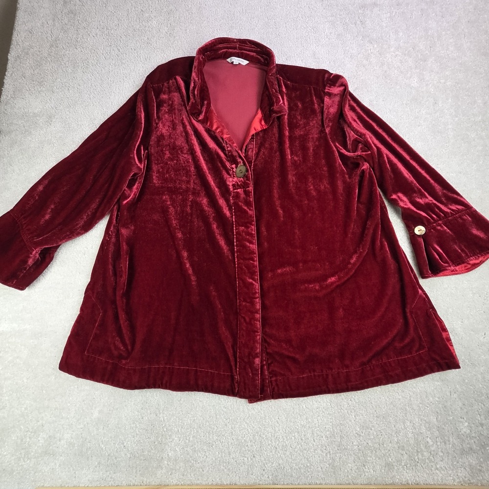 John Mark Tunic Top Red Velvet Women's‎ Size 1X Bell Sleeve Holiday Luxury